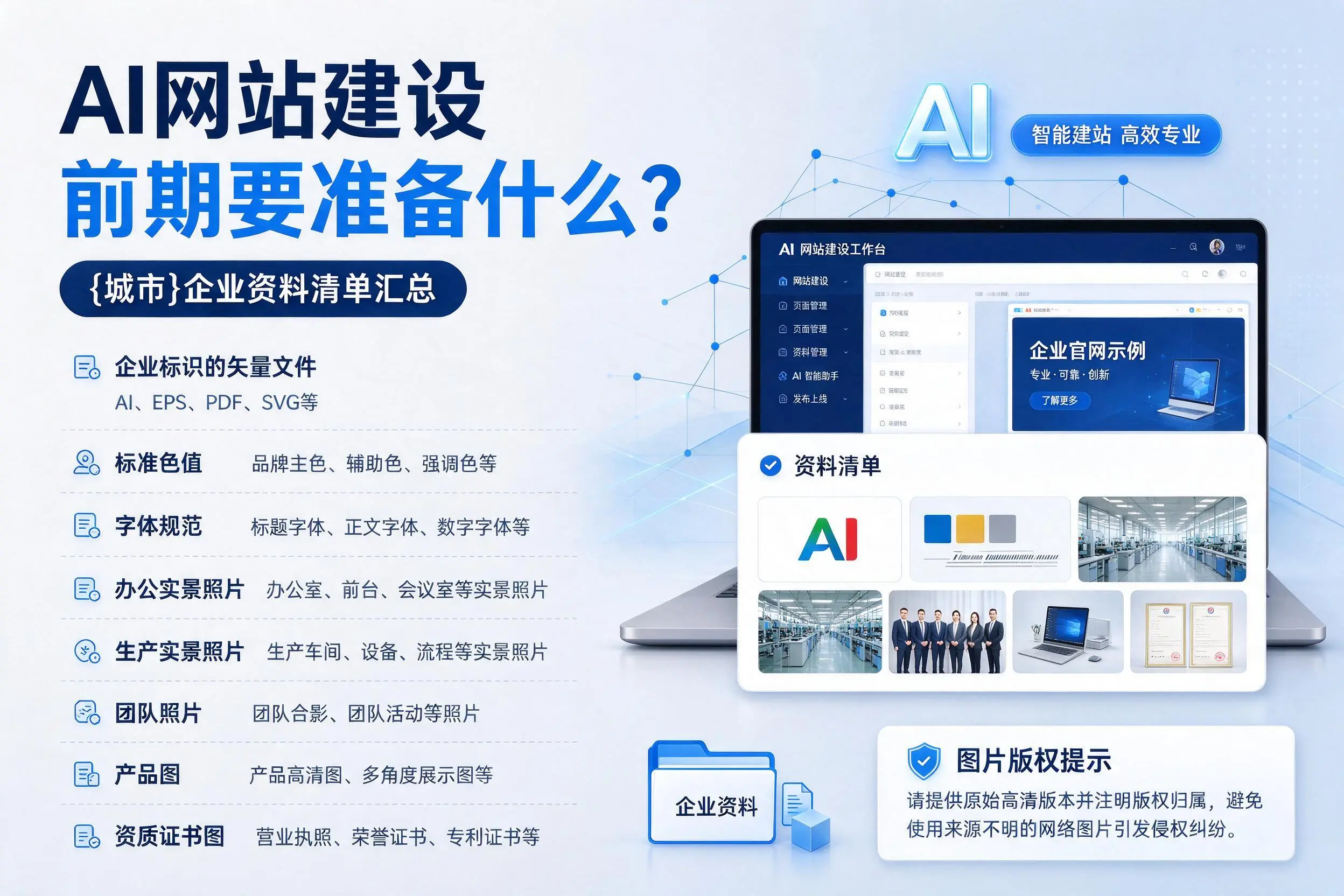 AI网站建设前期要准备什么？铜川企业资料清单汇总